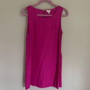 J. Crew Sleeveless Mini Linen Shift Dress in Fuchsia